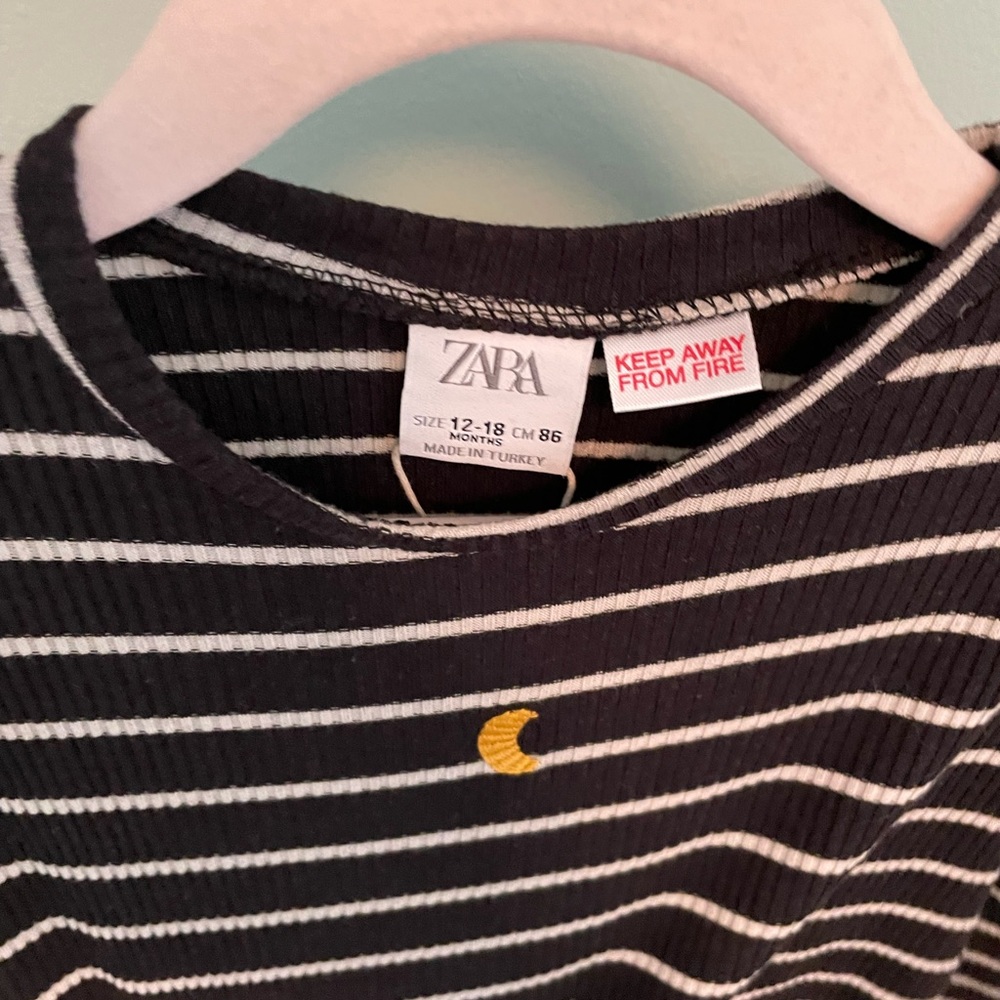 Zara Embroidered Striped Ribbed T-shirt - Picture 4 of 6